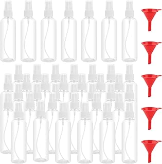 JOIKIT 40 Pack 100ml Clear Plastic Spray Bottles with Lids, Refillable Empty Plastic Travel Spray Bottles, Fine Mist Spray Bottles with 5 Funnels for Cleaning, Travel, Makeup
