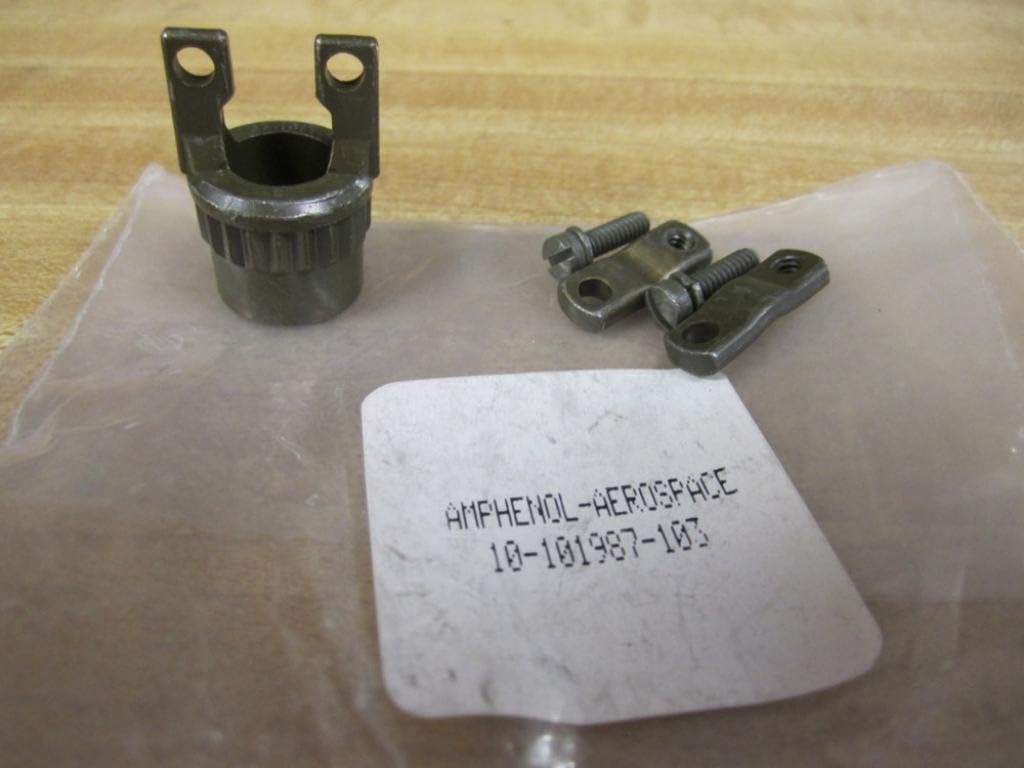 Amphenol 10-101987-103 Circular Connector Strain Relief Adapter with clamp pieces partially assembled