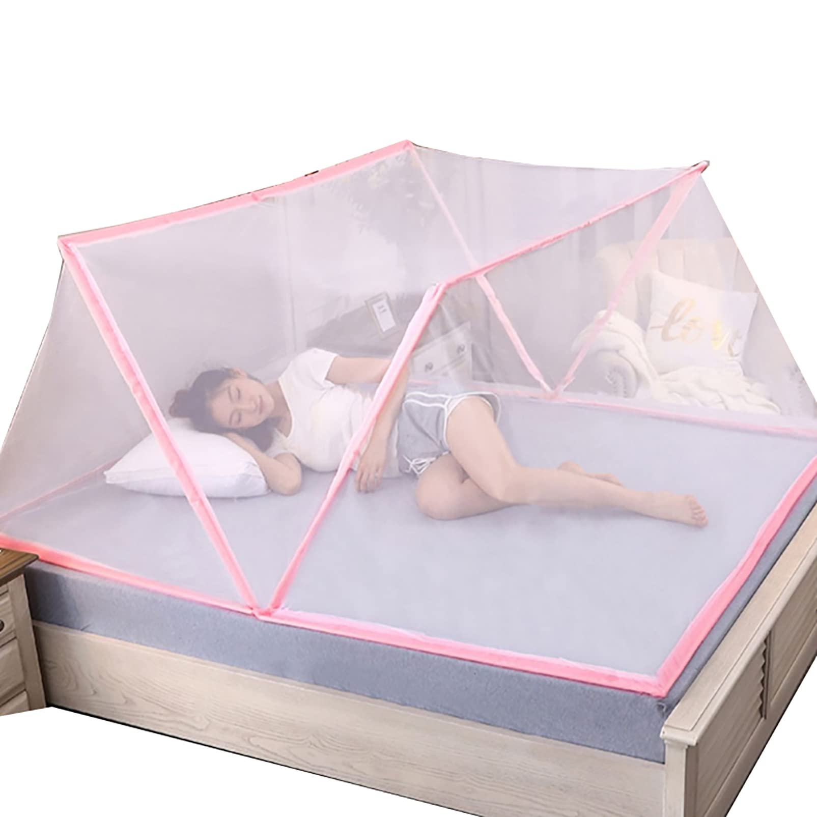 CUTTE Faltbares Bett-Moskitonetz Bett Fliegennetz Mückennetz für Doppelbett und Einzel, Mosquito Netz mit Feinmashiges für Zuhause Auch Auf Der Reise