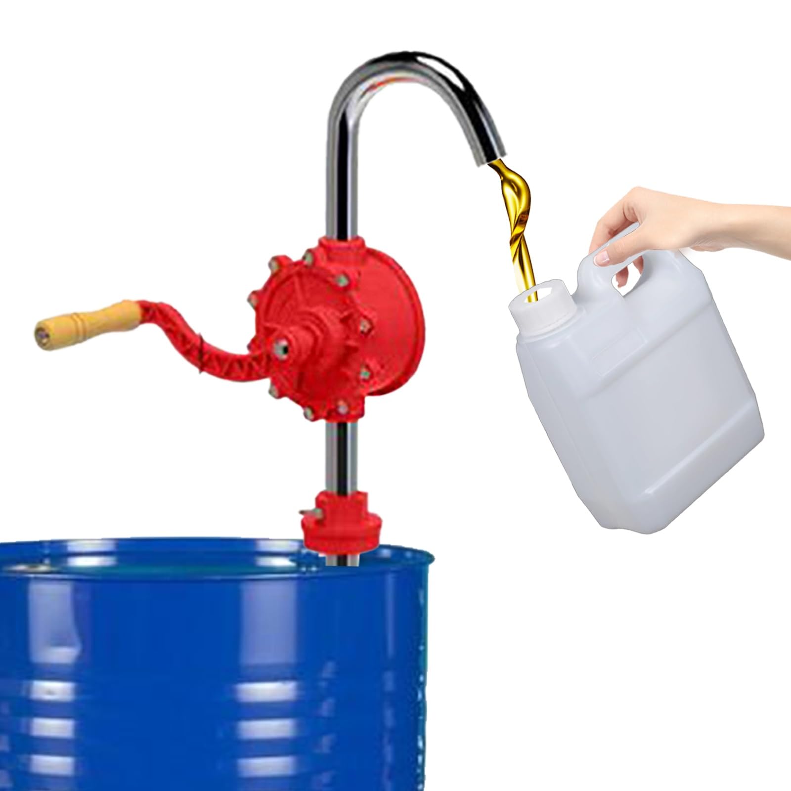 AMUFJJ Pompa Manuale travaso liquidi Pompa per Fusti da 200 Litri per Olio, Pompa Rotativa per Barili d'Acqua E Pompa per Trasferimento Olio per Aziende Agricole/Magazzini/Cantieri Edili