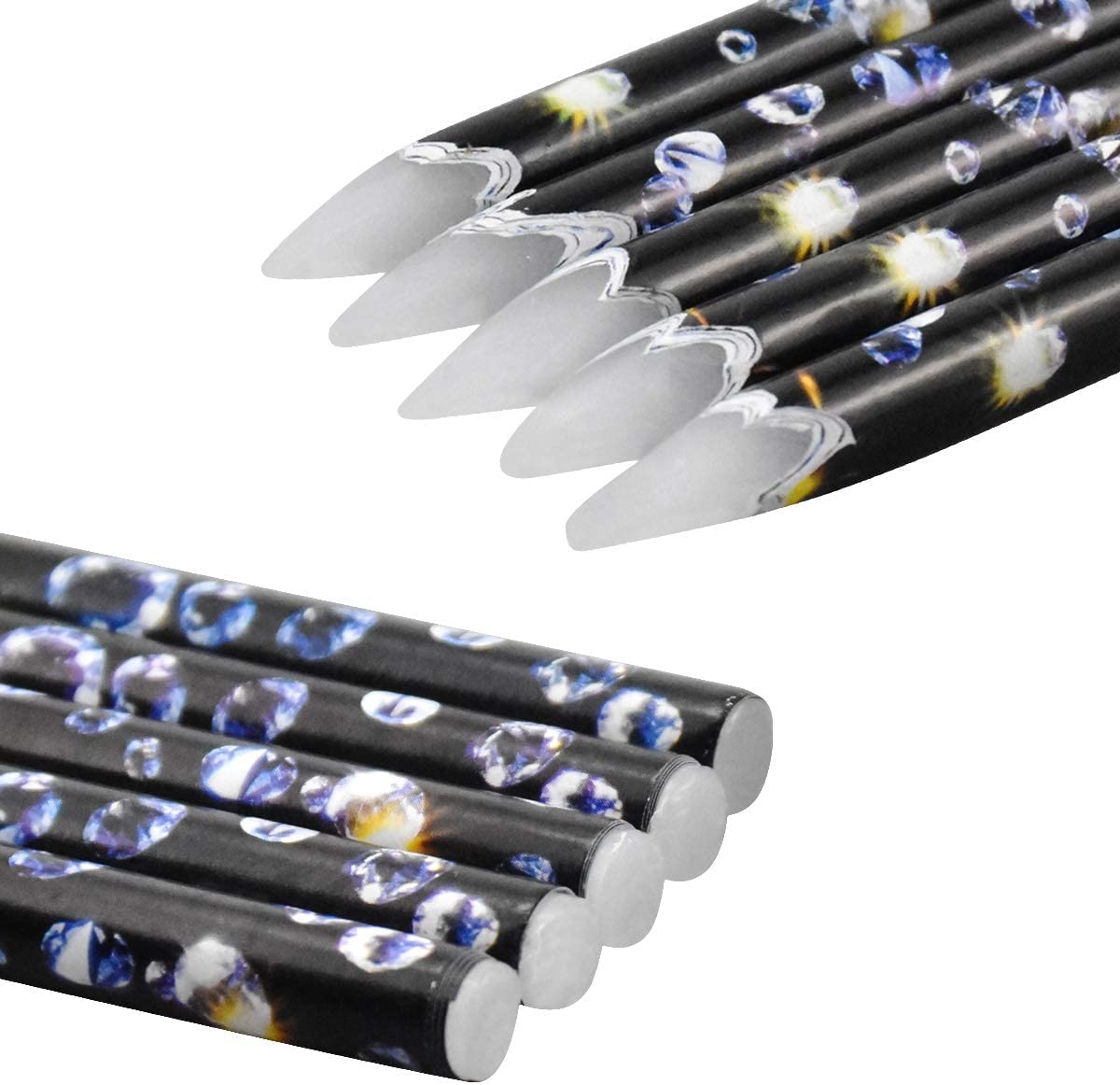 JP Arts & Crafts 5Pcs Rhinestone Picker for Nail Gems, Soft Wax Pencil Wax Pen for Diamonds for Nails, Nail Pencil Dotting Pen Diamond Painting Pen Tool Accessories, White