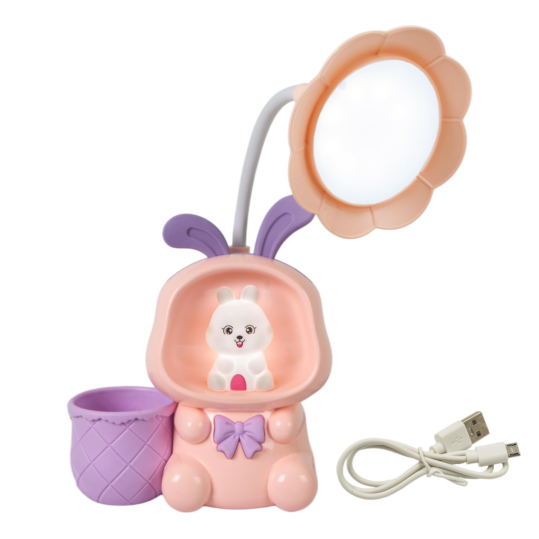 WISHKEY Plastic 3-In-1 Led Desk Lamp With Pencil Sharpener&Pen Holder, Flower Shaped, Rabbit Theme, Dual Light Mode Rechargeable Study Desk Lamp,360° Flexible Hose Table Lamp For Kids,Pink(Pack Of 1) (B0DCC7G9ZX) Amazon Price History, Amazon Price Tracker