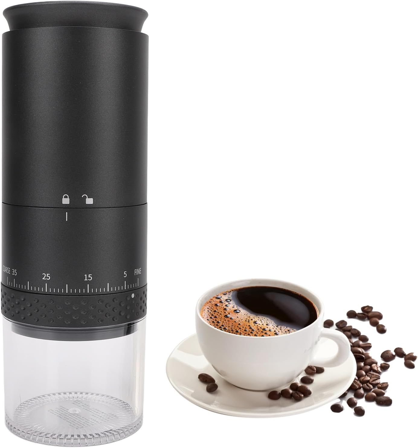 Molinillo de café, molinillo eléctrico de grano de café con capacidad de polvo de 3.7 fl oz, cámara extraíble, 38 velocidades, molinillo de café