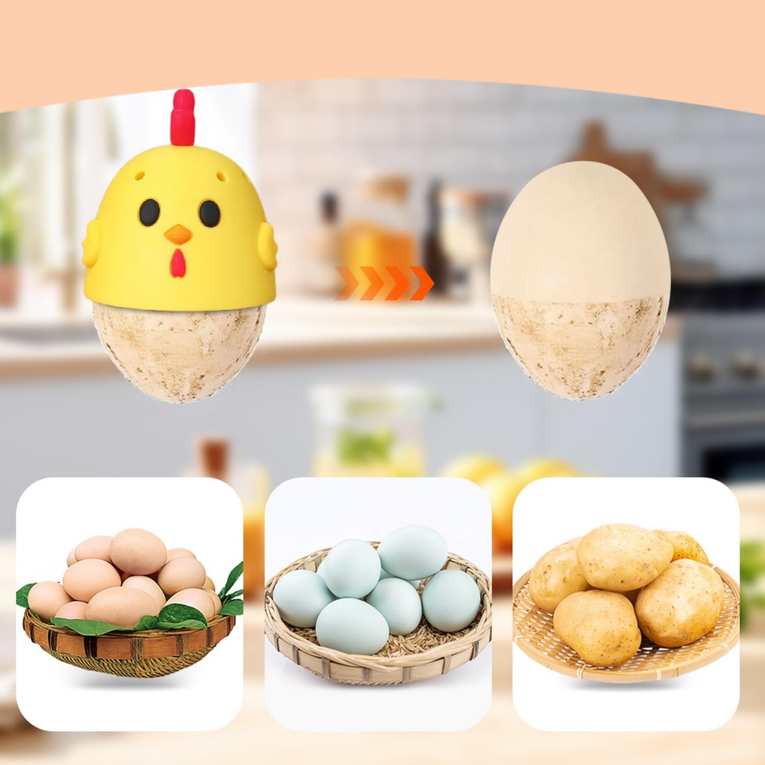 Cepillo de silicona para huevos, limpiador suave para huevos de pollo, pato y codorniz, práctica herramienta higiénica para cocina, hogar y granja (crema, juego de 8)