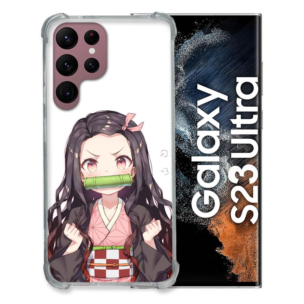 Cokitec Tempered Glass Case for Samsung Galaxy S23 Ultra Manga Demon Slayer Nezuko