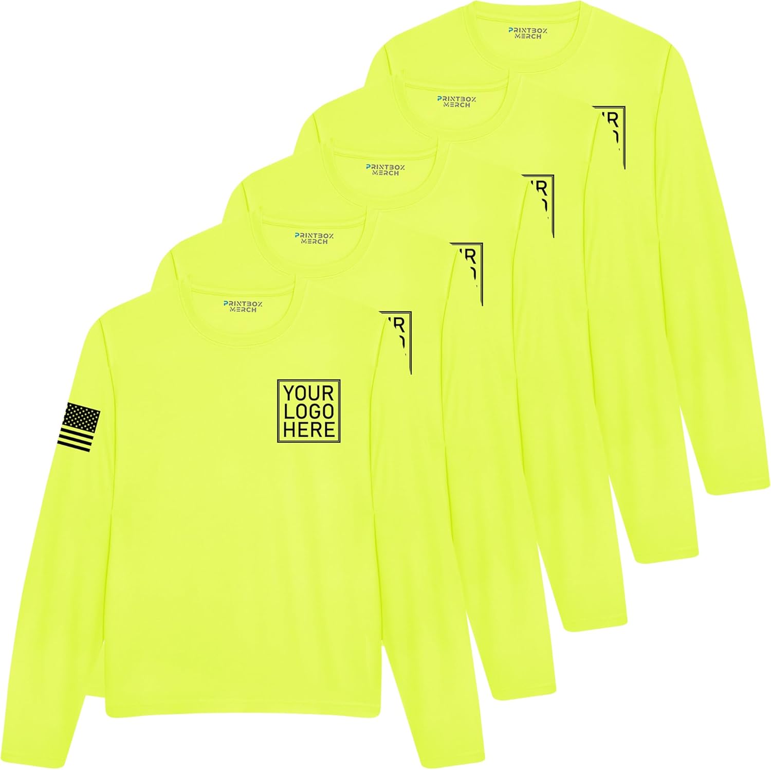 5 Pack Custom Dry Fit Long Sleeve Shirts for Men, Add Your Custom Logo, Moisture Wicking Sun Protection UV Workwear Black - Image 6