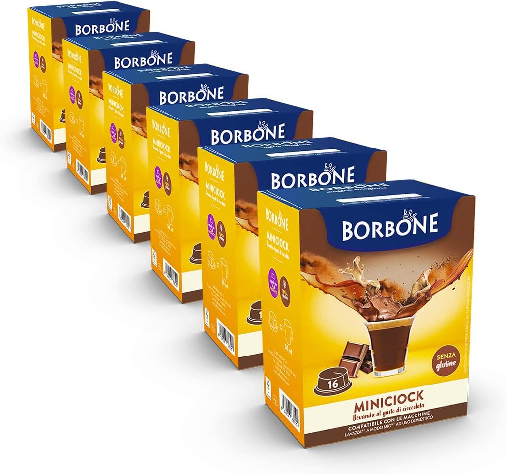 Caffè Borbone MiniCiock, Bevanda al gusto di Cioccolato - 96 capsule (6 confezioni da 16) - Compatibili con le Macchine ad uso domestico Lavazza Solubili Miniciock - Immagine 2