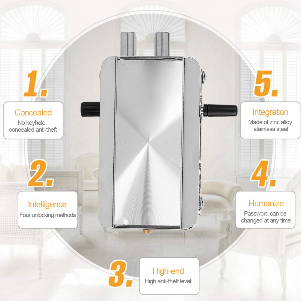 Cerradura de puerta electrónica, ojo de cerradura invisible Control remoto inteligente Bloqueo automático Aplicación de teléfono móvil antirrobo Desbloqueo remoto con 4 controles remotos para la