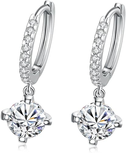 Aretes de gancho de cristal vidriante de plata y oro de 18 quilates