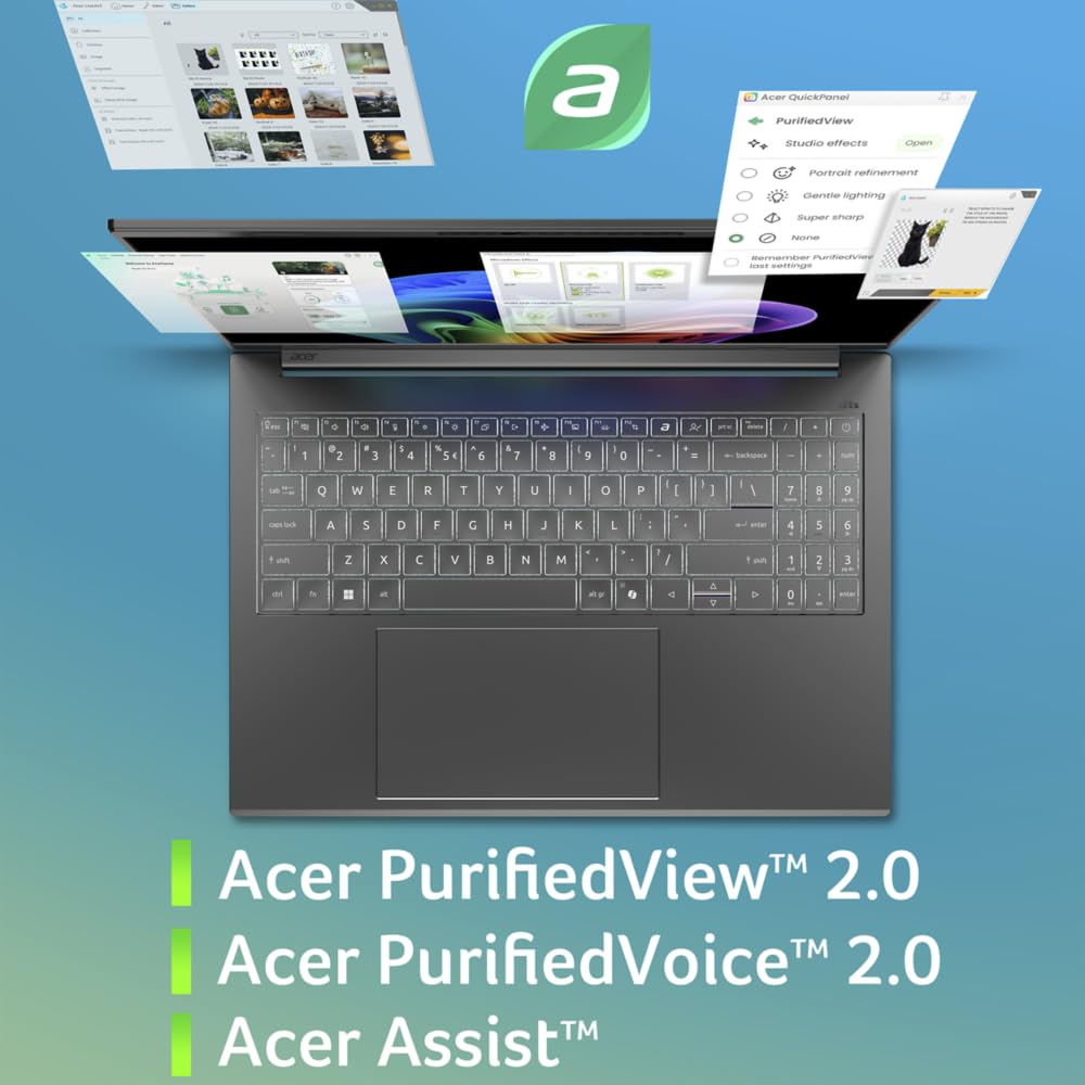 acer Aspire 16 AI Copilot+ PC A16-52M, Ordenador Portátil 16" Full HD IPS (Intel Core Ultra 7 258V, 32 GB RAM, 512 GB SSD, Intel ARC 140V GPU, Windows 11 Home), Hierro, Teclado QWERTY Español