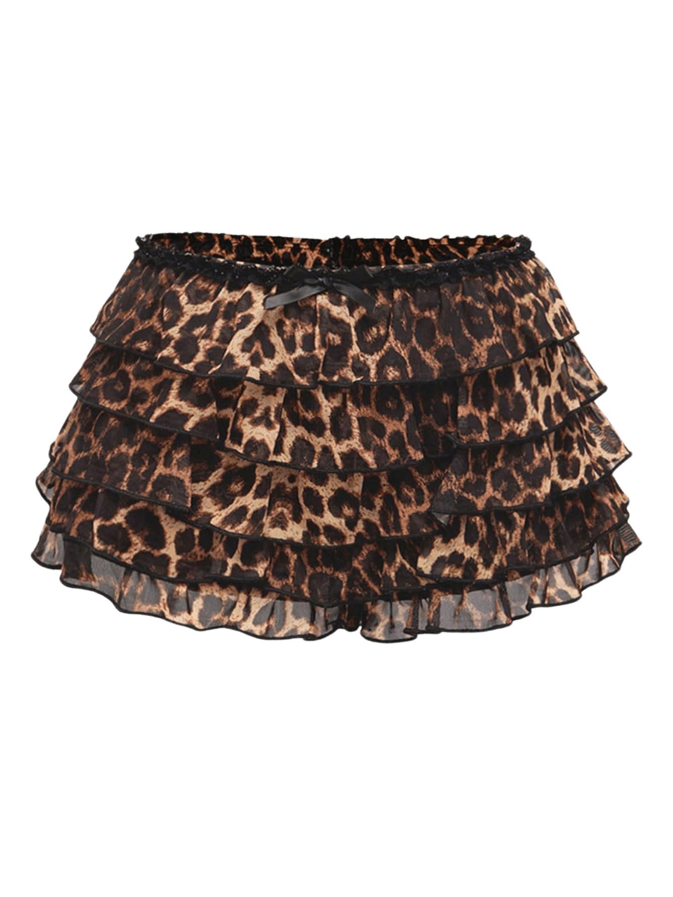Verdusa Y2K Cheetah Print Ruffle Shorts