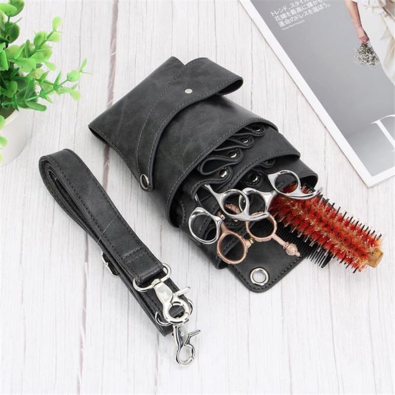 Sac pour matériel de coiffure Sac à ciseaux de salon de coiffure à 8 poches, pinces à ciseaux, étui de coiffure, étui de ceinture, sac de barbier