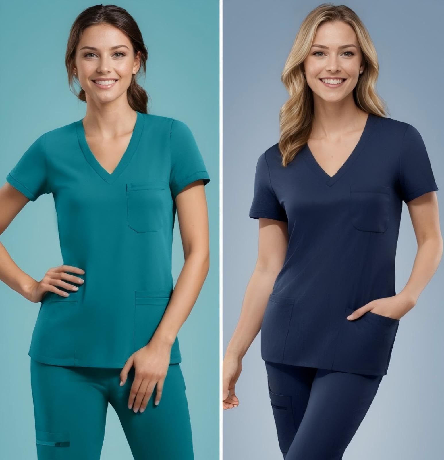 Divisa Infermiere Donna Set con Casacca e Pantalone Medico Manica Corta Camice da Laboratorio Elasticizzato Leggero S-XXL