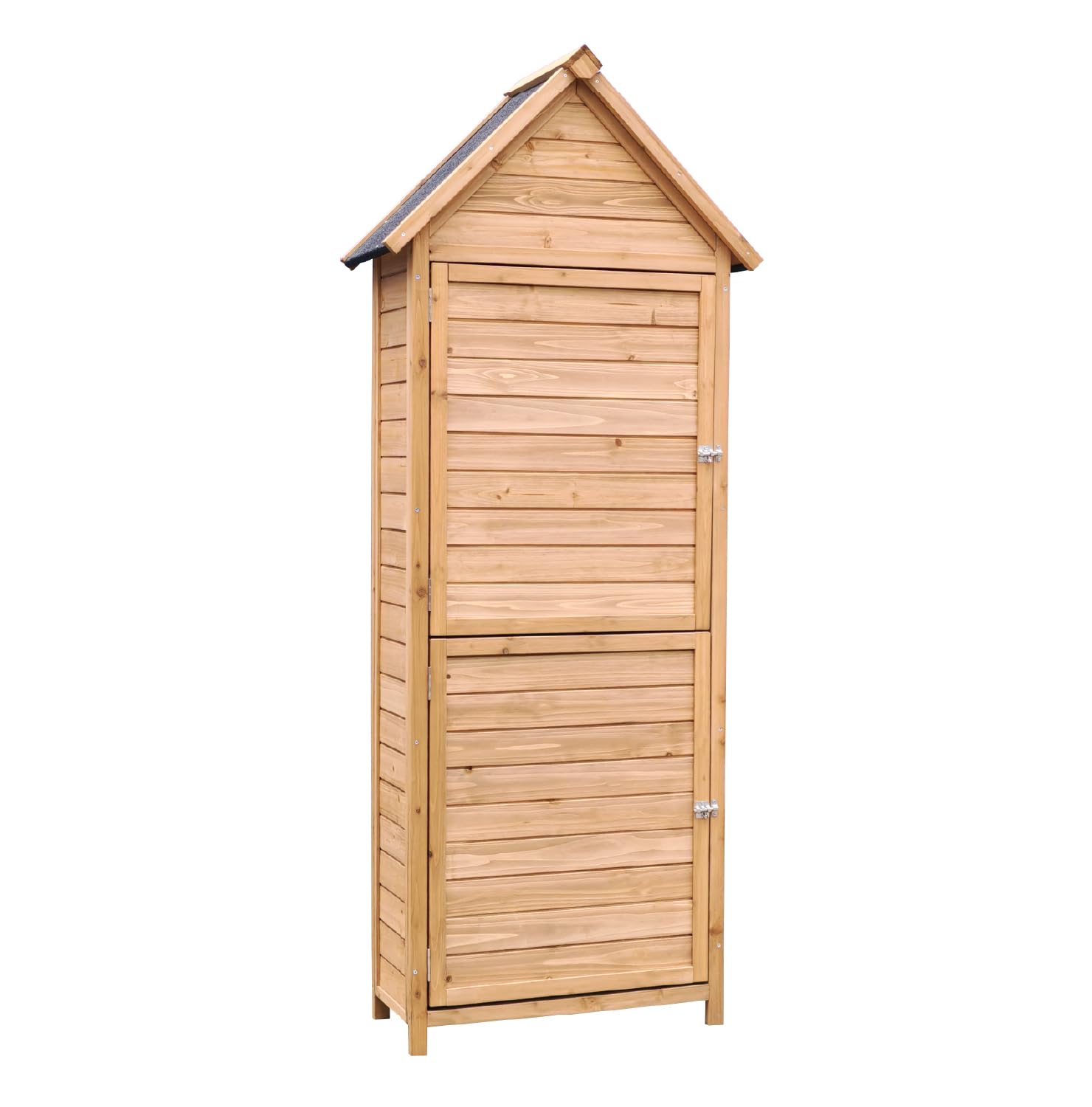 The Homeweeks Cobertizo Armario Caseta | Luka | Madera Tratada Maciza 70 * 35 * 177cm | Armario Multiusos | Impermeable | para Almacenamiento y Protección de Herramientas y Accesorios de Jardín