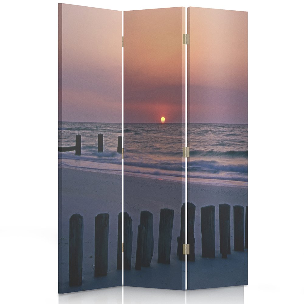 Paravent Plage Cloison de séparatio 3 pans Orange 110x180 cm