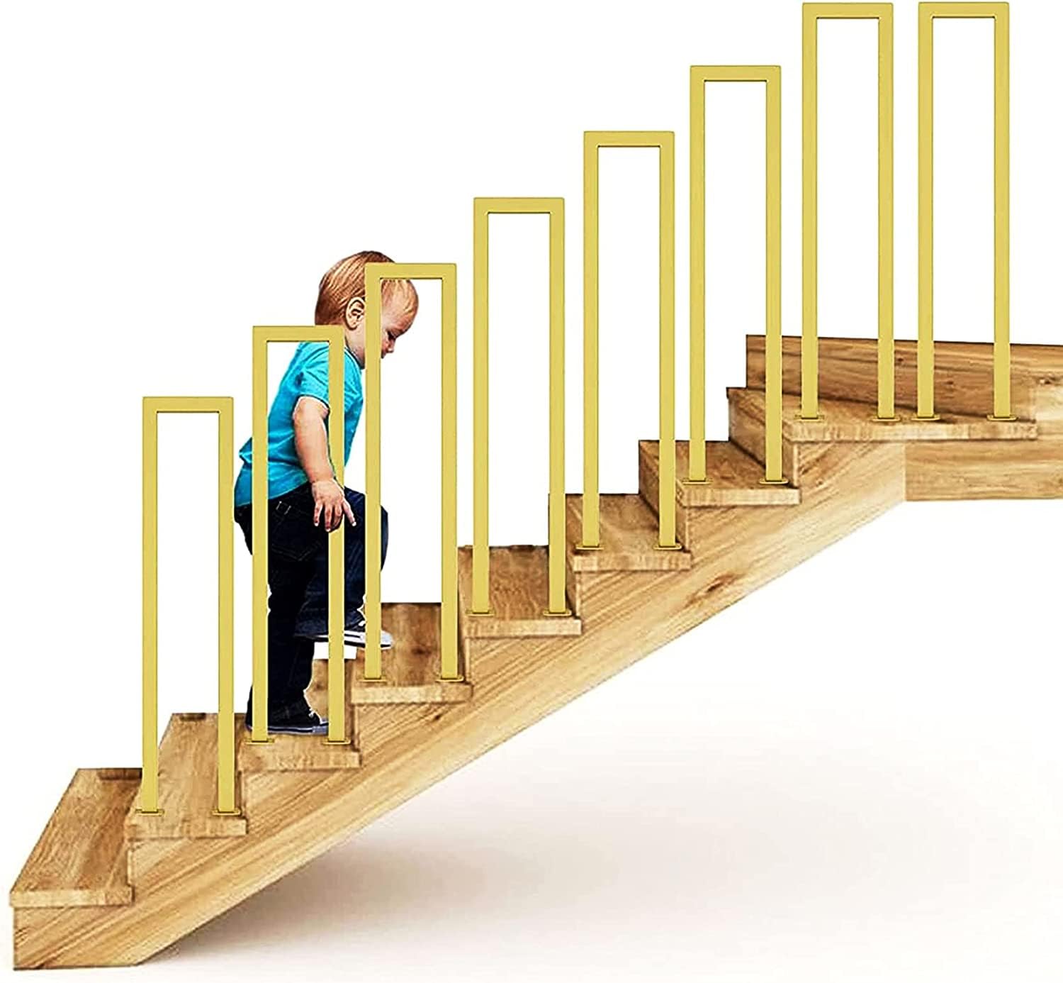 GLDYTVF U Shape Stair Handrail Railing,Safety Non-Slip Wrought Iron Hand Rail, Gold Powder Coating Decorative Staircase Handrail,for Indoor Outdoor Steps Villa Loft Corridor(Size:65cm/25.6