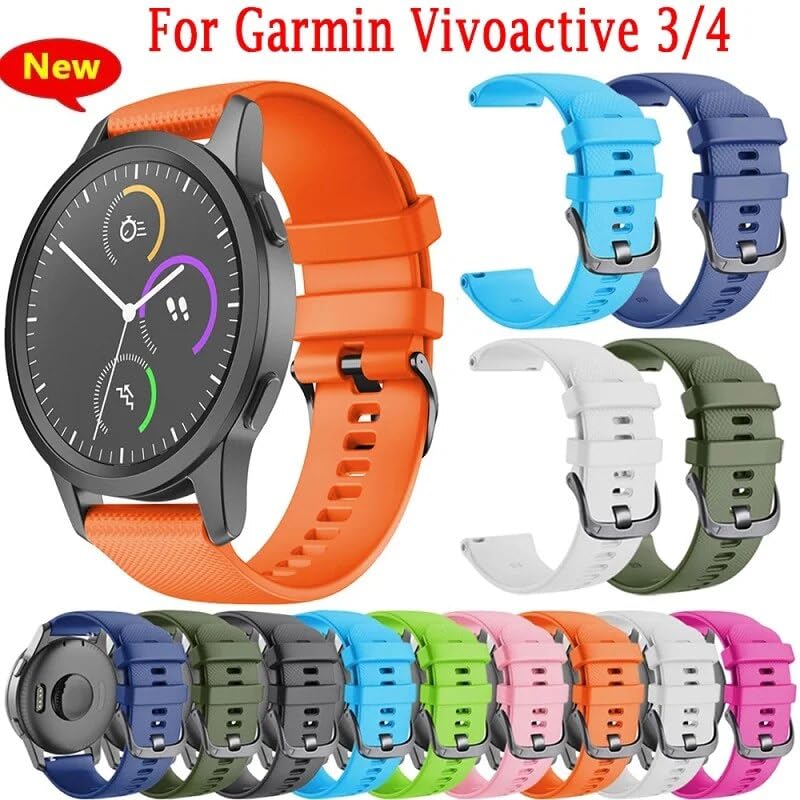 Silikonowy pasek na nadgarstek do zegarka Garmin Vivoactive 3 4 Venu SQ Vivomove HR Forerunner 158 55, do zegarka Forerunner 645 245