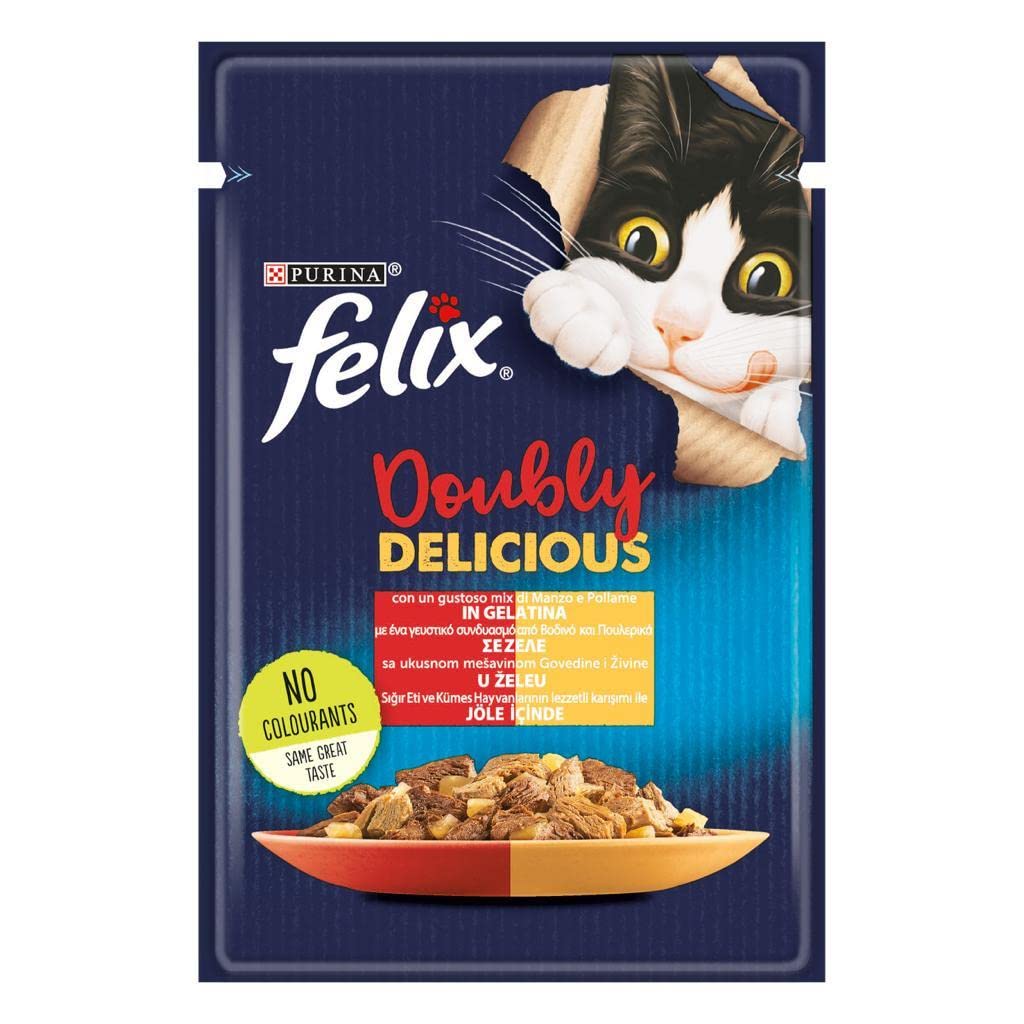 Felix Çifte Lezzet Sığır & Tavuklu Kedi Yaş Mama (26 x 85 gr)