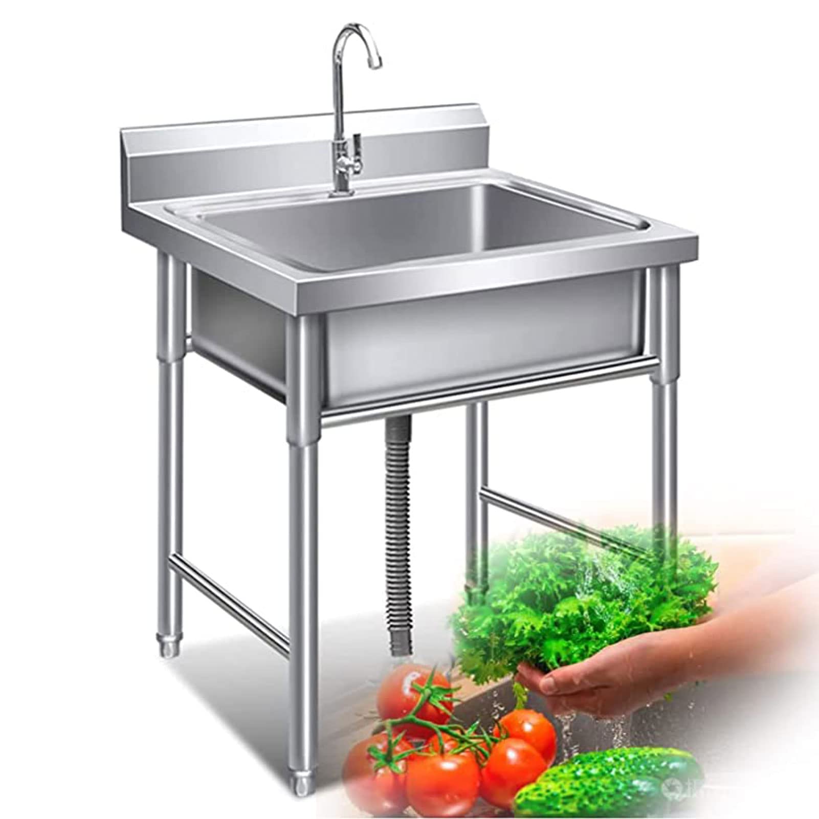 Évier de cuisine autoportant inox évier de blanchisserie commercial