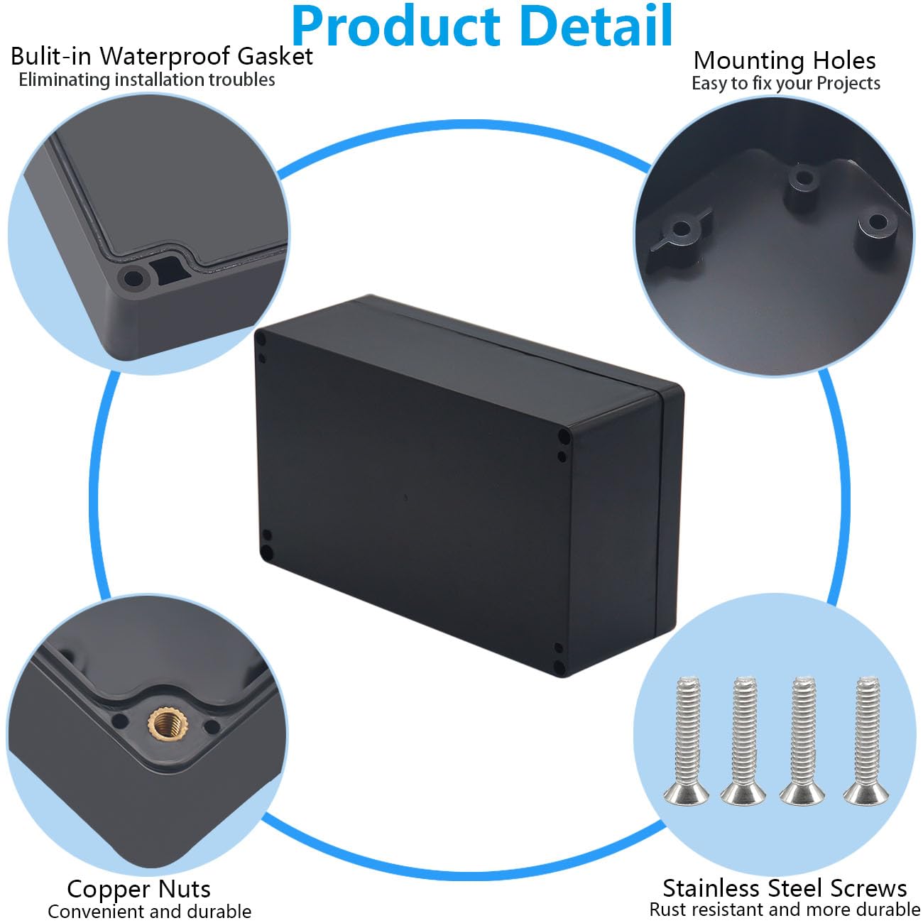 Waterproof ABS Electrical Box - DIY Project Enclosure -6