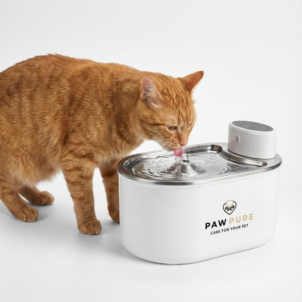 Wireless Cat Water Fountain 3L/108oz, Cordless Battery‑Operated Pet Fountain with Stainless Steel Drinking Tray, Quiet 20 dB Automatic Modes, BPA‑Free Easy‑Clean Water Dispenser for Cats & Small Dogs