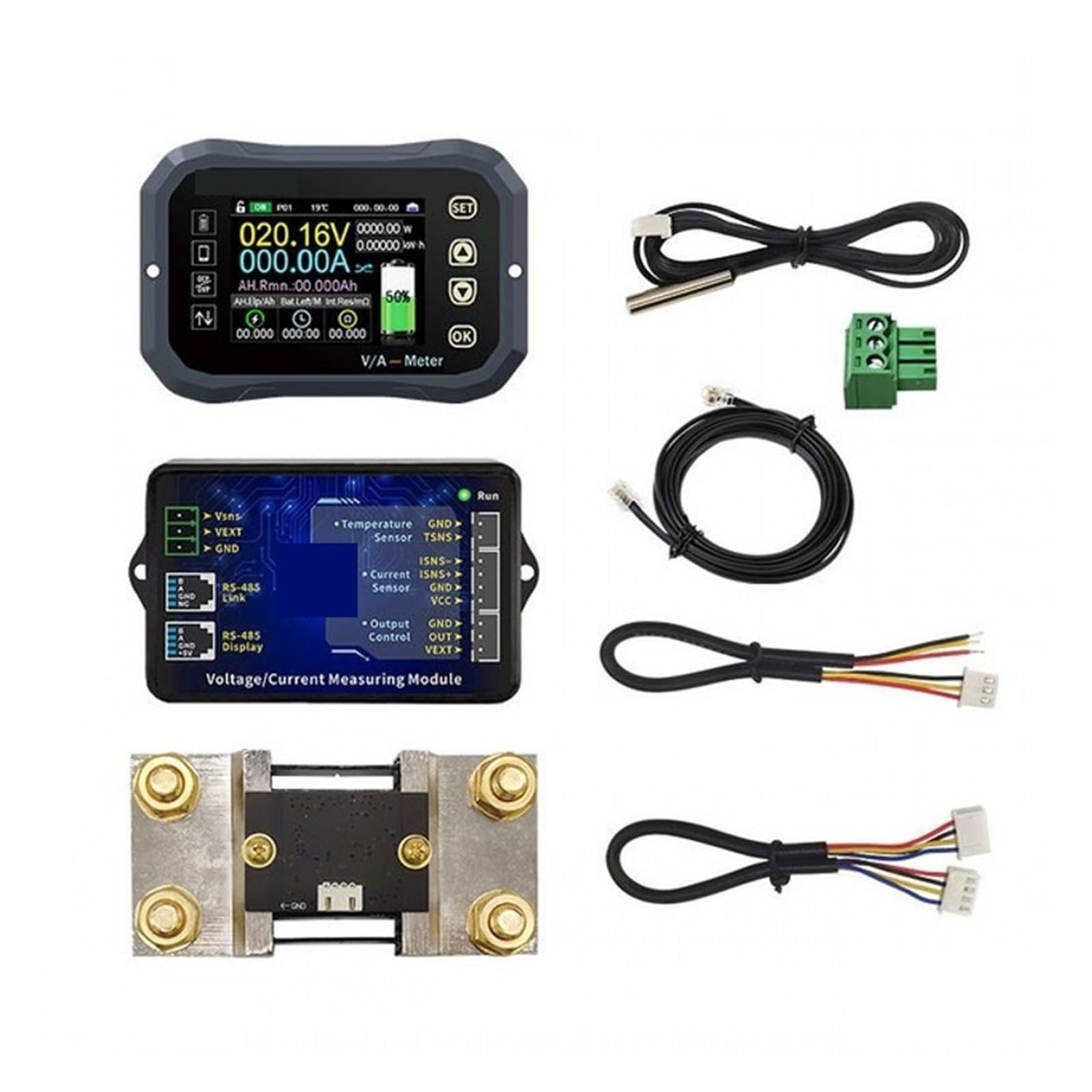 Monitor De Capacidad De Medidor De Coulomb De Batería CC 100A 400A 600A 0-120V Medidor De Corriente De Voltaje Inalámbrico Voltímetro Coulómetro Carro De Coche(KG160F)