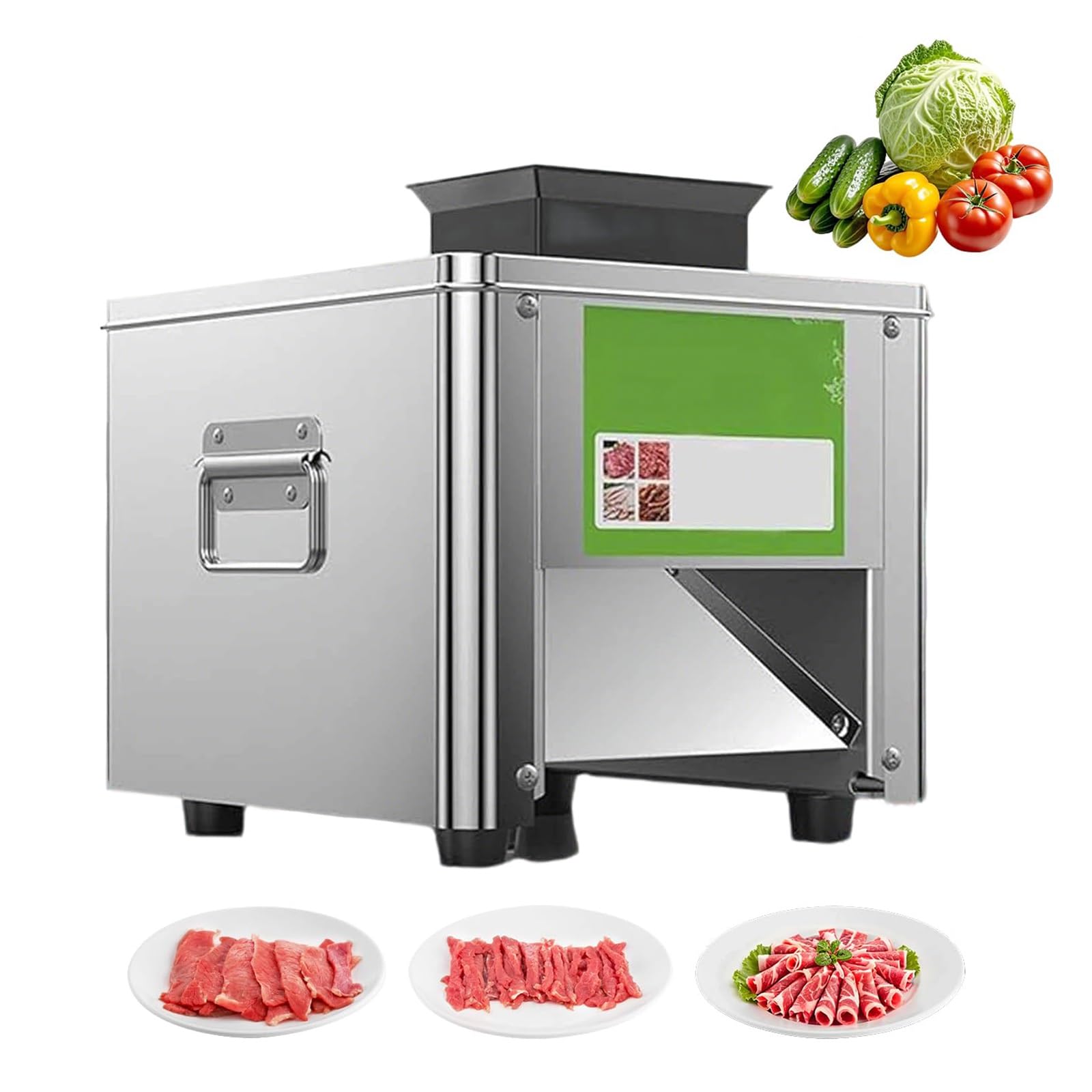 Cortadora De Carne Comercial 850W - Cortafiambres Eléctrico Profesional, 310r/min, Acero Inoxidable, Capacidad 150kg/h, Ideal Para Carne Y Verduras En Hostelería(15mm)