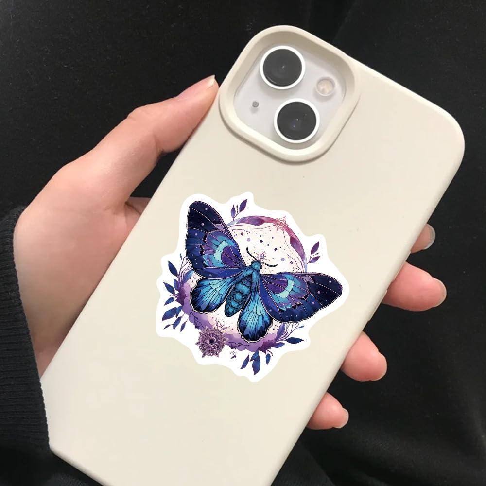 Adesivi a forma di falena per scrapbooking, adesivi estetici a forma di animali, 50 pezzi, adesivi colorati in vinile impermeabili, per bottiglie d'acqua, laptop, accessori per feste a tema animali