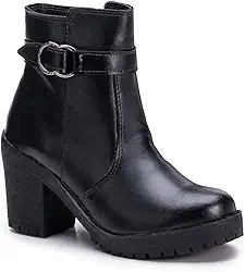 Coturno Feminino Salto e Fivela Bota Frio Rodeio Casual Trabalho Confortável e Leve
