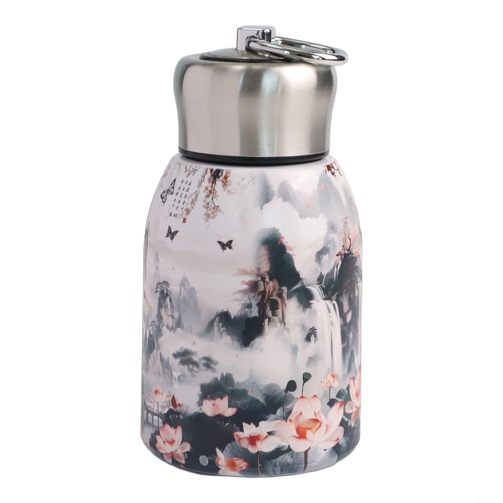 Donkivvy 300ml Stainless Steel Insulated Water Bottle, Double Wall Vacuum Small Flask, Keep Drinks Hot Cold, Hot Cold 24h, Portable Drinks Bottle(C)