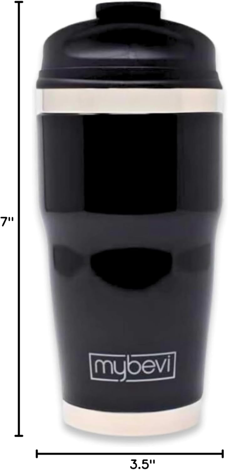 Retro Wave Insulated Tumbler – Triple-Layer Vacuum Stainless Steel Coffee & Tea Travel Cup, Spill-Resistant Lid - 12 oz, Black - Image 8