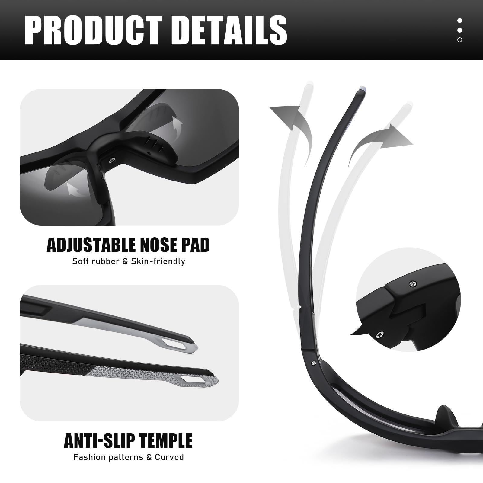 Gafas de sol deportivas polarizadas para hombre, gafas de sol envolventes para pesca, conducción, correr, ciclismo, golf, protección UV
