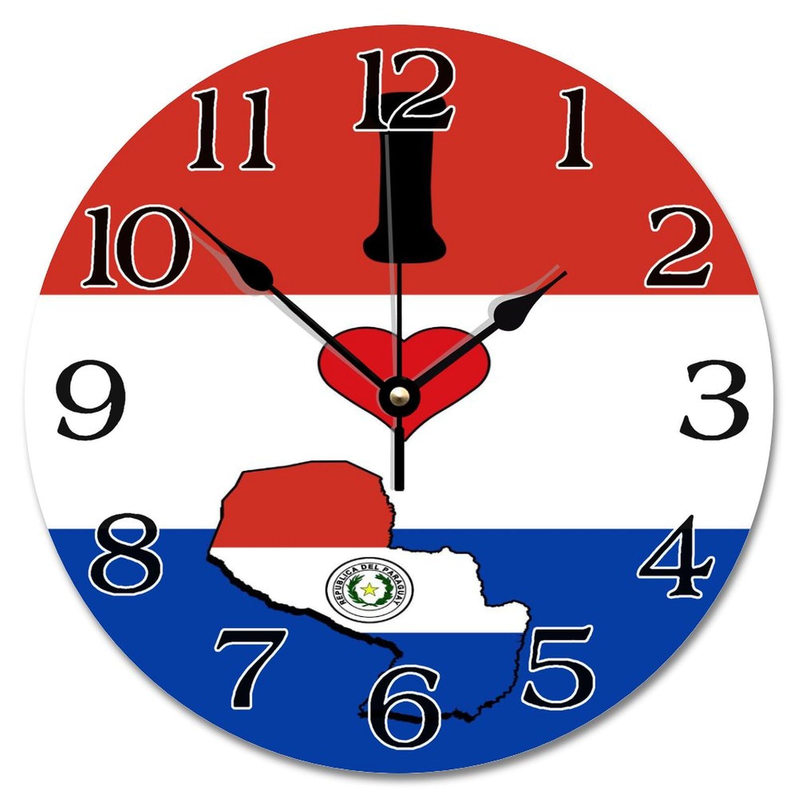 Horloge murale ronde Paraguay 30,5 cm silencieuse à piles salon