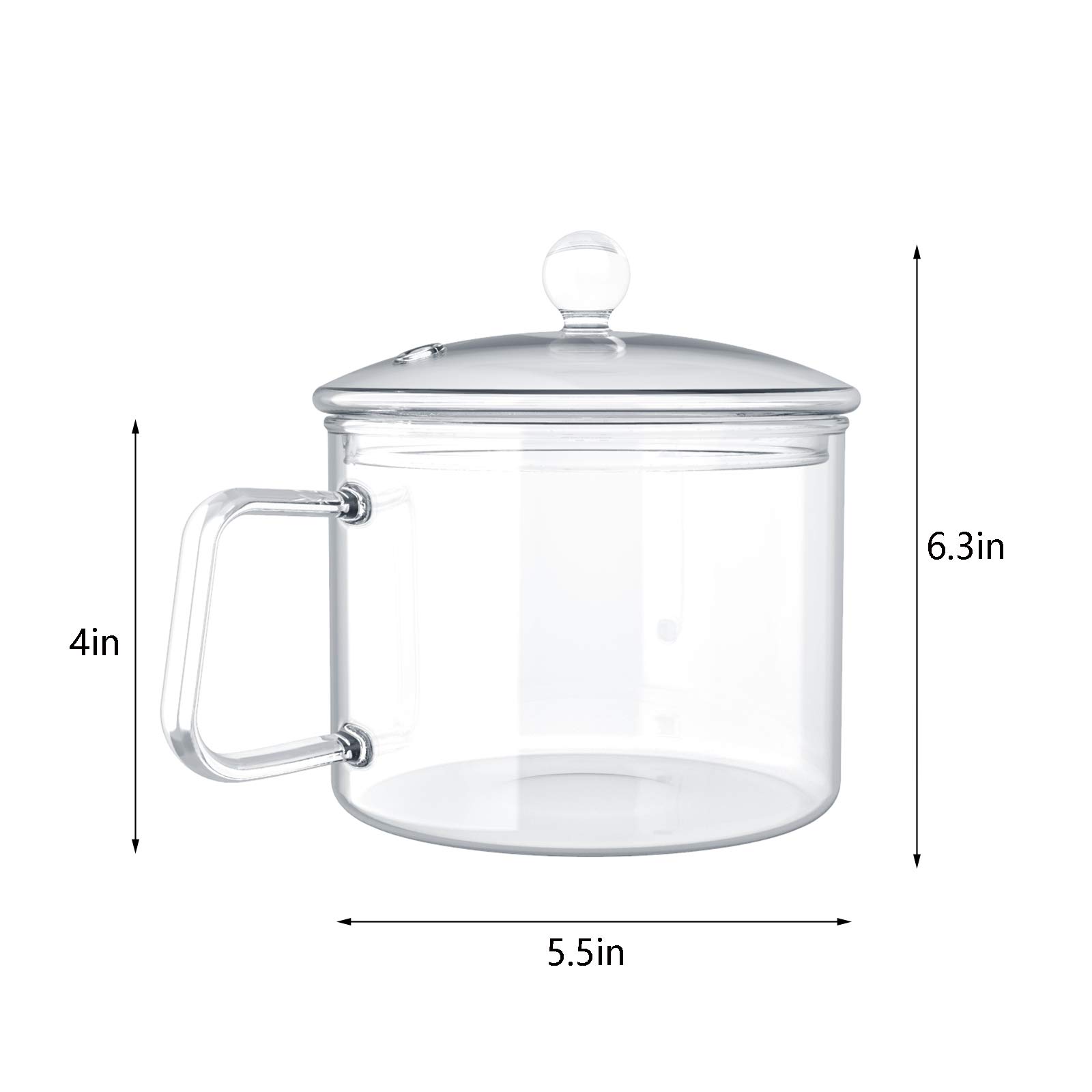 Suwimut Glass Saucepan with Cover, 1.3L/40 FL OZ Heat Resistant Borosilicate Glass Cookware Stovetop Pot for Pasta, Noodle, Soup, Milk, Clear Simmer Pot with Lid for Home Fragrance