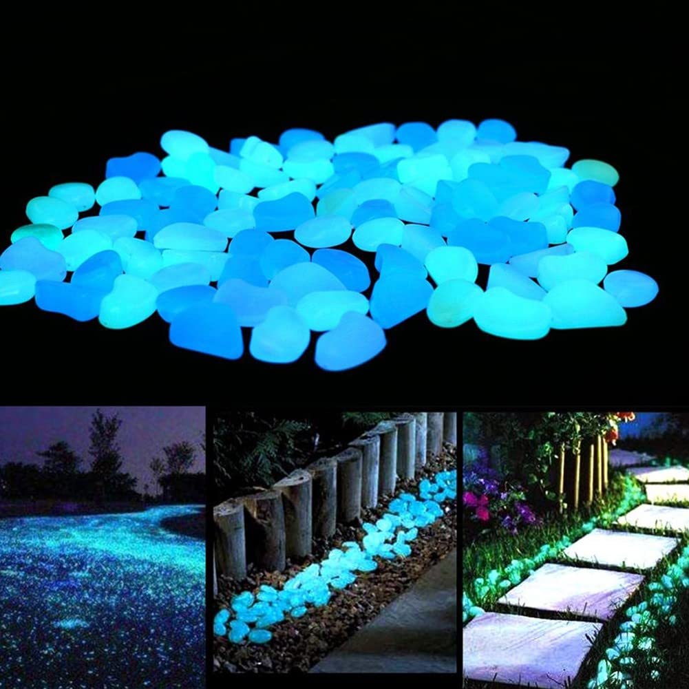 RANRAO Lot de 200 galets phosphorescents pour décoration d'intérieur, allée, aquarium, jardin, terrasse et aquarium