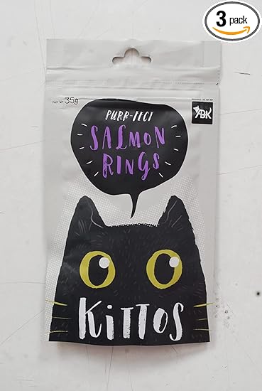 Kittos | Cat Treats | Temptation Flavors Available with Multi-Packs(Salmon Rings Cat Treat, 35 gm(Pack of 3)) and Best Treat to Train Your pet Easily| Breeds of Cats can use it