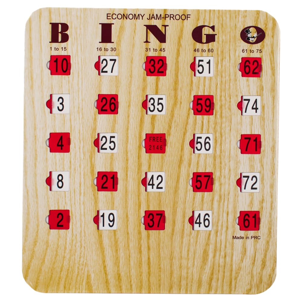 MR CHIPS Jam-Proof Fingertip Slide Bingo Cards with Sliding Windows - Tan Style