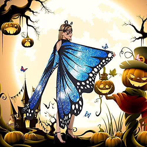 plainshe Butterfly Wings, Adult Butterfly Wings Costume, Butterfly Cape, Halloween Butterfly Wings for Women, 3PCS Fairy Shawl Set. - Image 2