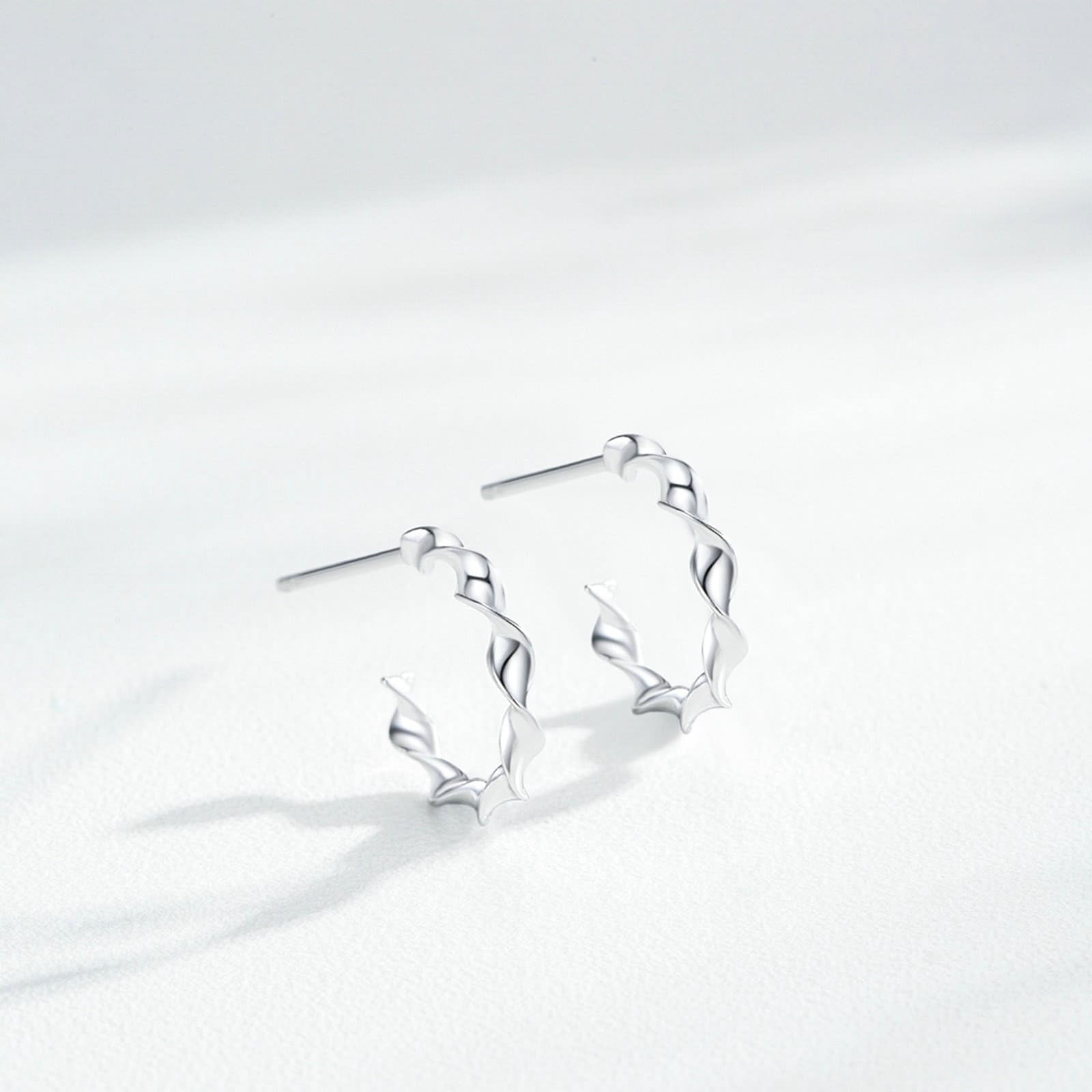 Echtgold Schmuck Ohrringe Weißgold Au750 18 Karat, C Form Ohrstecker