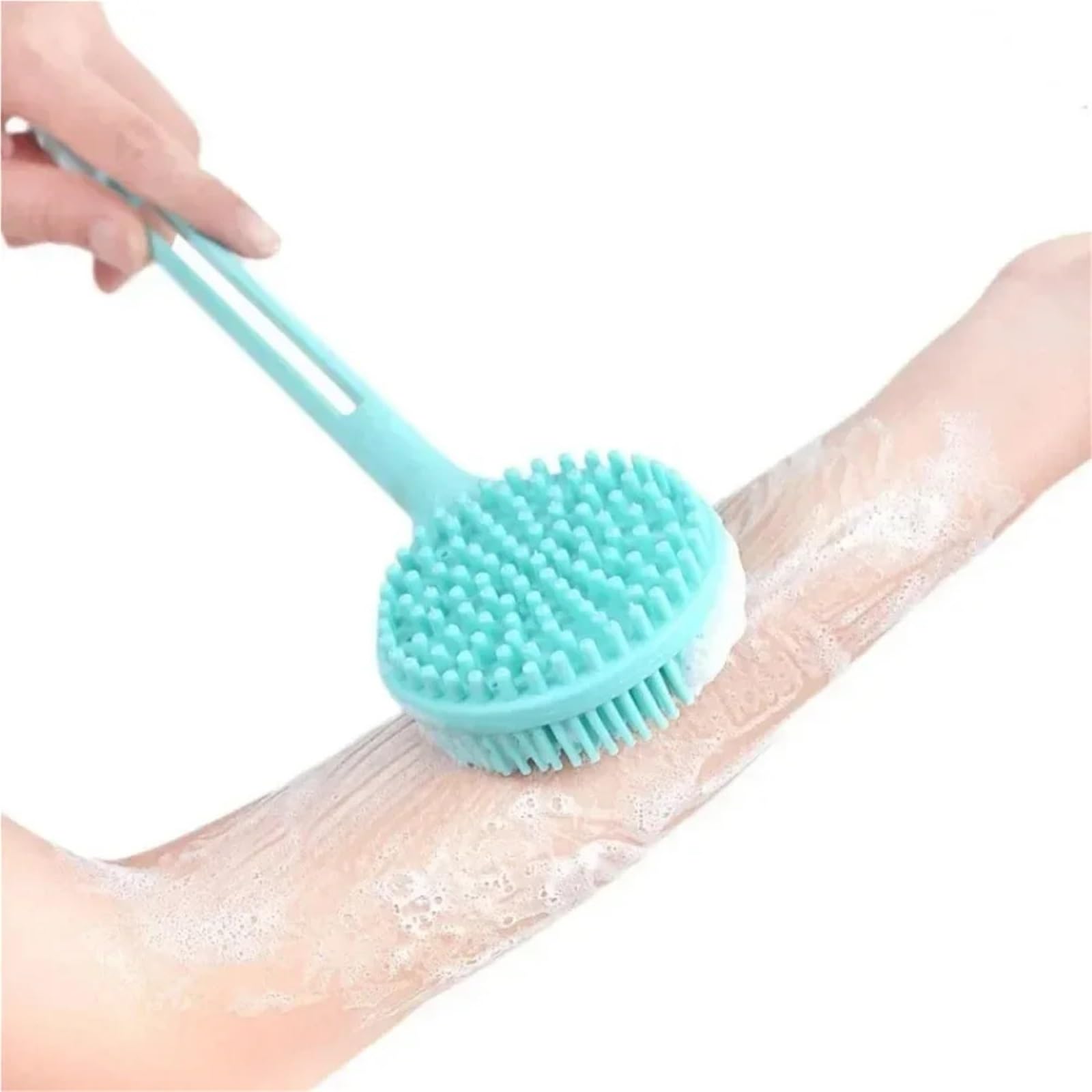 RüCkenbüRste 2Pc Silikon Lange Griff Bad Pinsel Doppelseitige Dusche Peeling Pinsel Körper Peeling Zurück Massage Pinsel Bad Zubehör Zum Baden