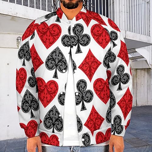 Playing Card Poker Men‘s Baseball Jacket Long Sleeve Casual Coat Bomber Jacket Unisex Streetwear2