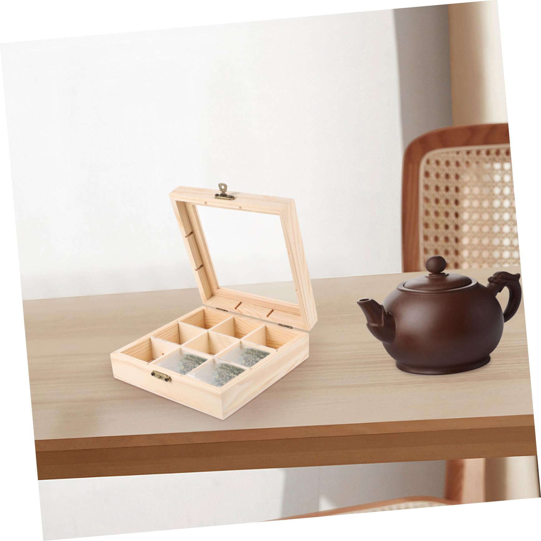 Hemobllo Tea Bag Holder Box Compartment Organizer for Kitchen Restaurant Multi Function Storage for Tea Bags Snacks Candy Smooth Edges Portable Design for Home Office
