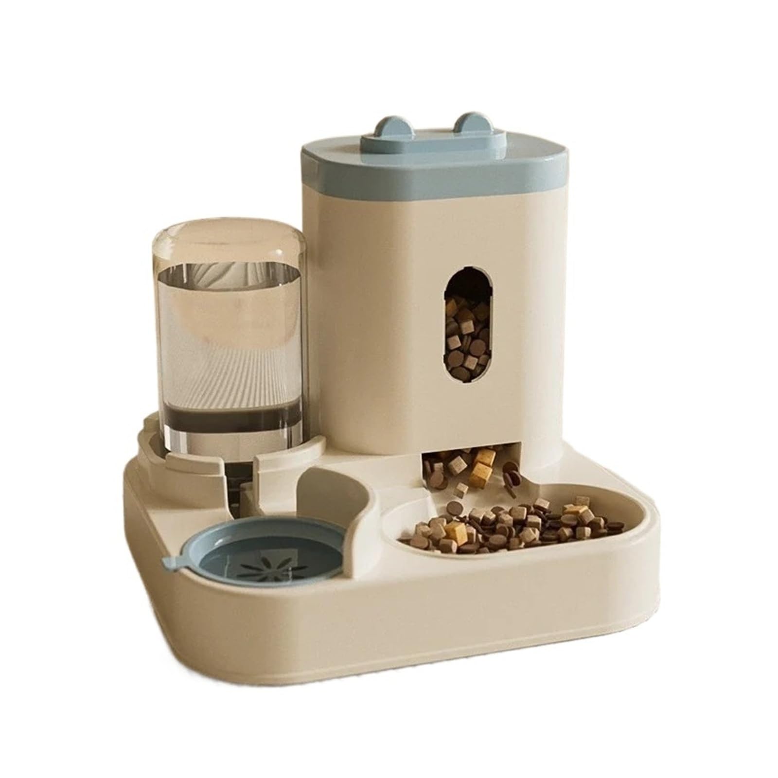 Alimentador for Mascotas, alimentador automático for Perros y Gatos con Fuente de Agua, Cuenco Elevado de Gran Capacidad(BLU)