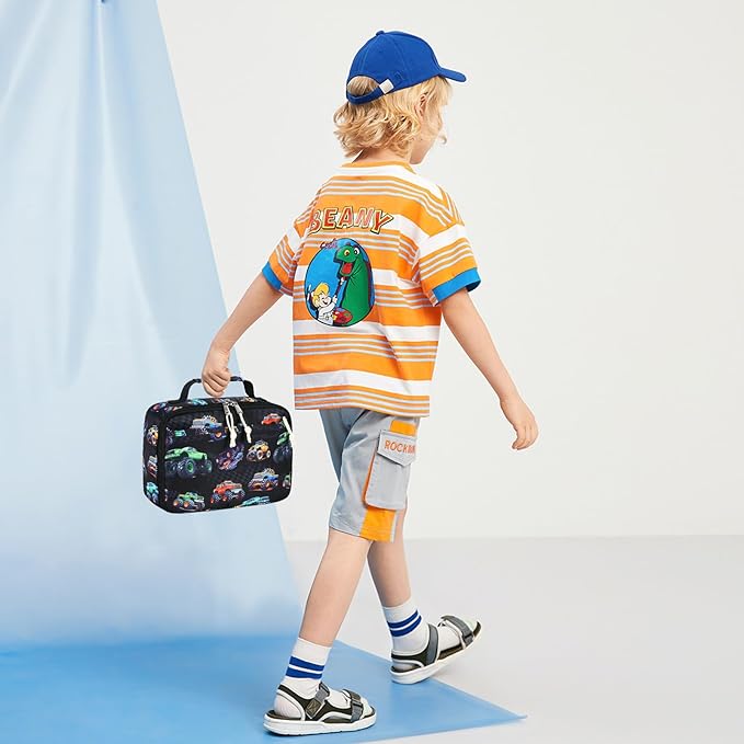 CAMTOP Kids Lunch Box Boys Girls Insulated Lunch Cooler Bag Reusable Lunch Tote Kit for School Travel(Off-Road Vehicle)