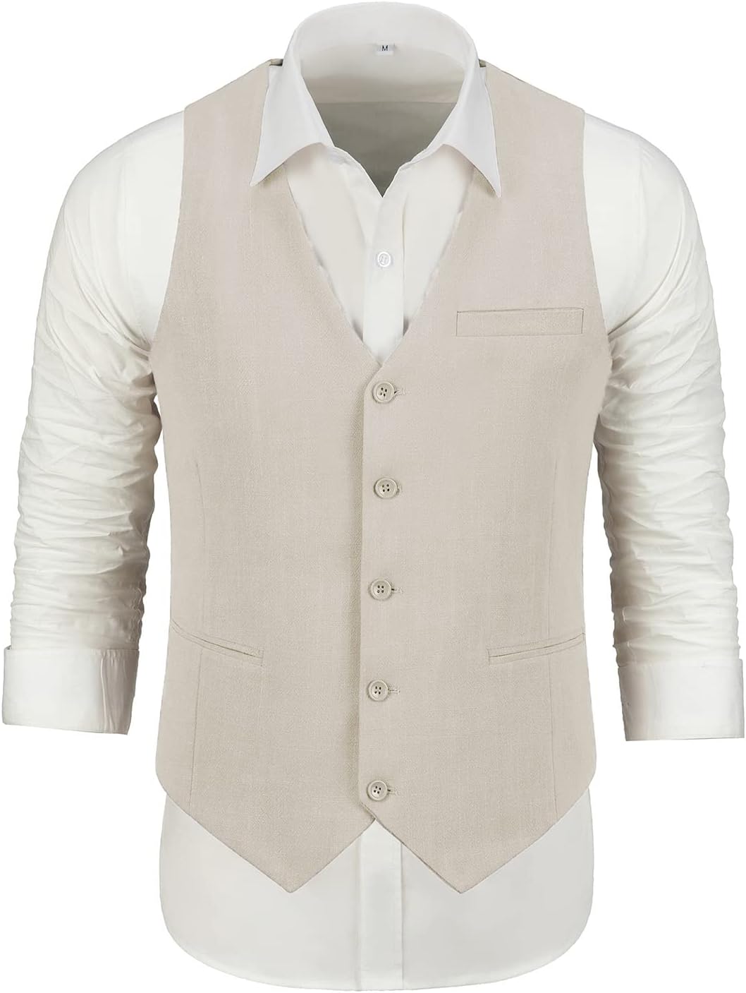 Furuyal Linen Suits for Men Casual Wedding Suits Men 2 Piece Suits Groomsmen Tuxedos Summer Beach Prom Vest and Pants Set - Image 4