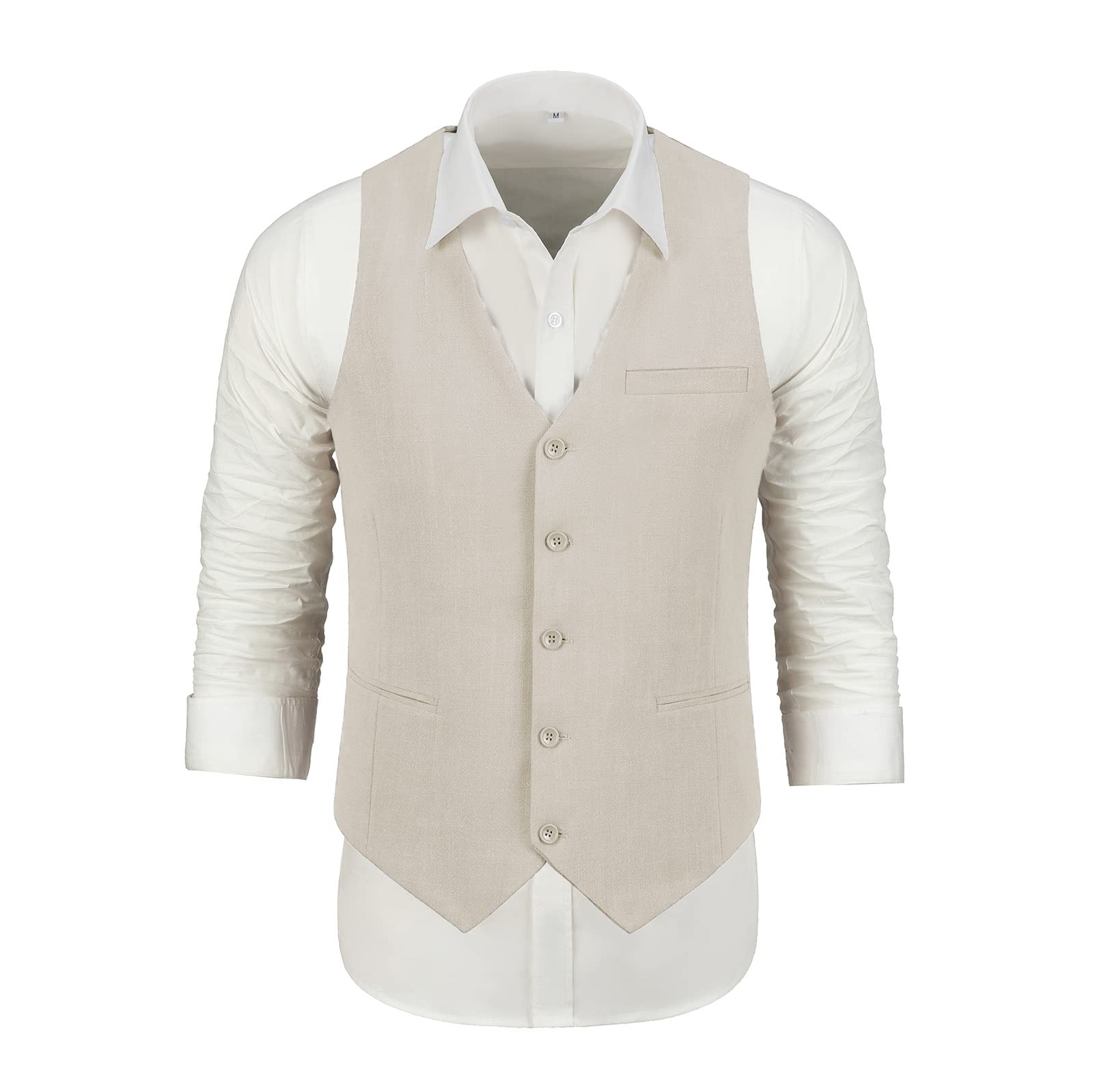 Furuyal Leinenanzüge für Herren, lässig, Hochzeit, 2-teilig, Anzüge für Trauzeugen, Smoking, Sommer, Strand, Abschlussball, Weste und Hose