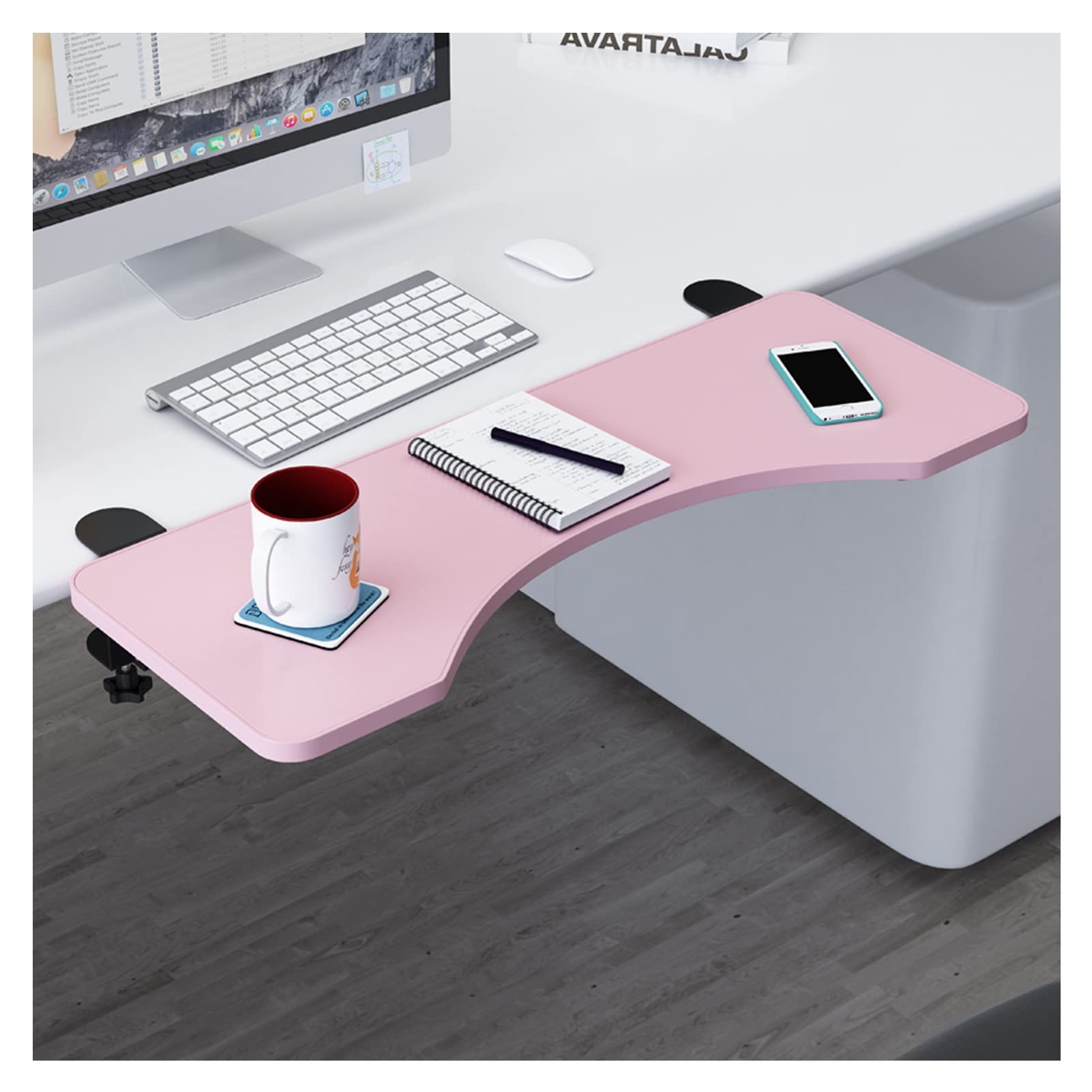 Bandeja de teclado plegable con abrazadera para debajo del escritorio, estante de teclado de 20 pulgadas para el hogar y la oficina, extensor de escritorio ajustable y fácil instalación, diseño