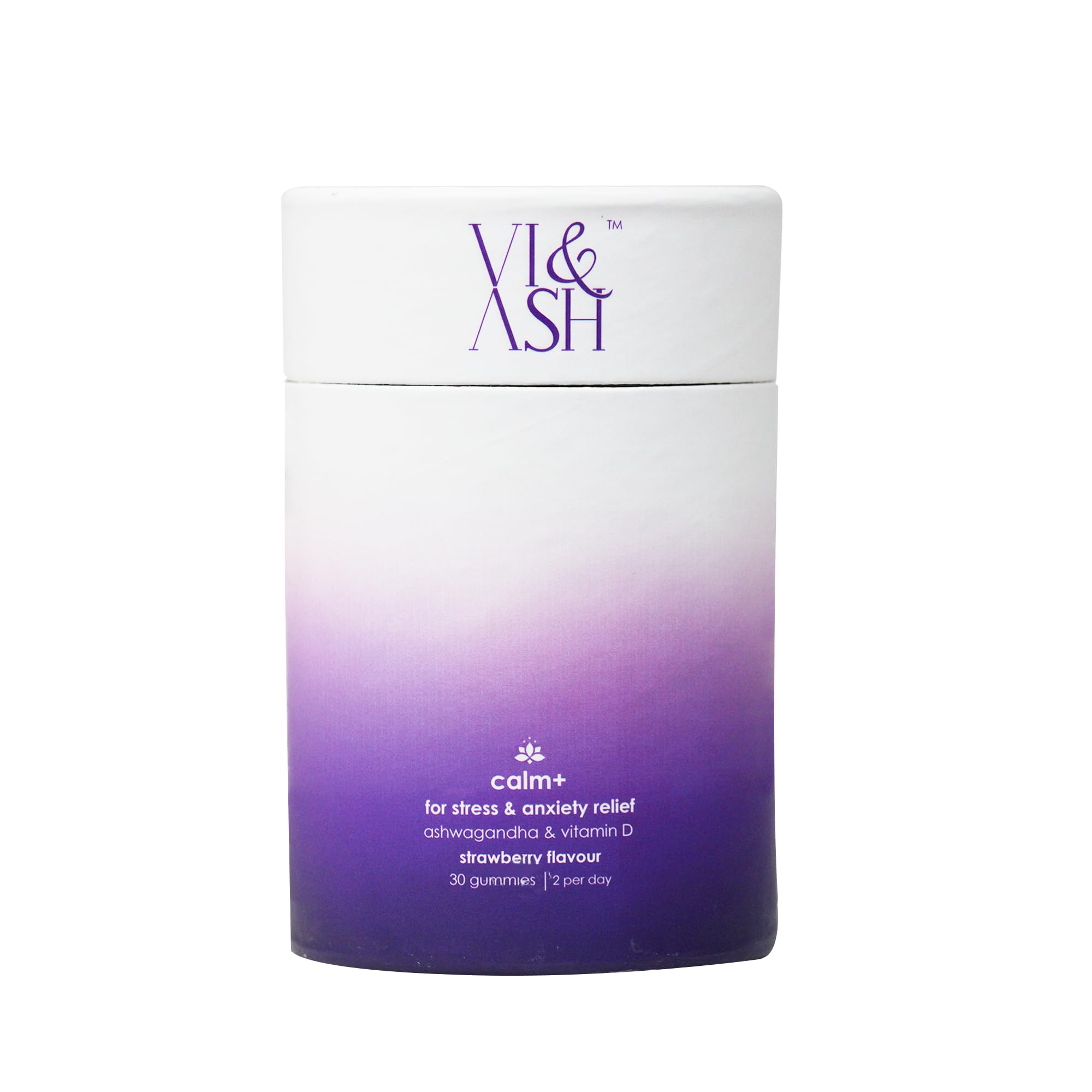 VI & ASH Ashwagandha Gummies - Calm+ Gummies Ashwagandha & Vitamin D, Improves Bone Density, Boost Immunity & Strength, 100% Vegan, 30 Strawberry Flavored Gummies Men & Women