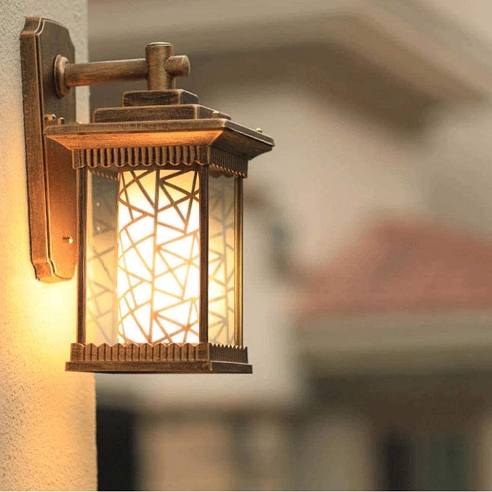 HLTYGWX Klasyczna wodoodporna kinkiet E27, odlewana ciśnieniowo aluminiowa latarnia ścienna Przemysłowa antyczna oprawa oświetleniowa ścienna Dziedziniec Patio Brama na ganku Krajobrazowe reflektory