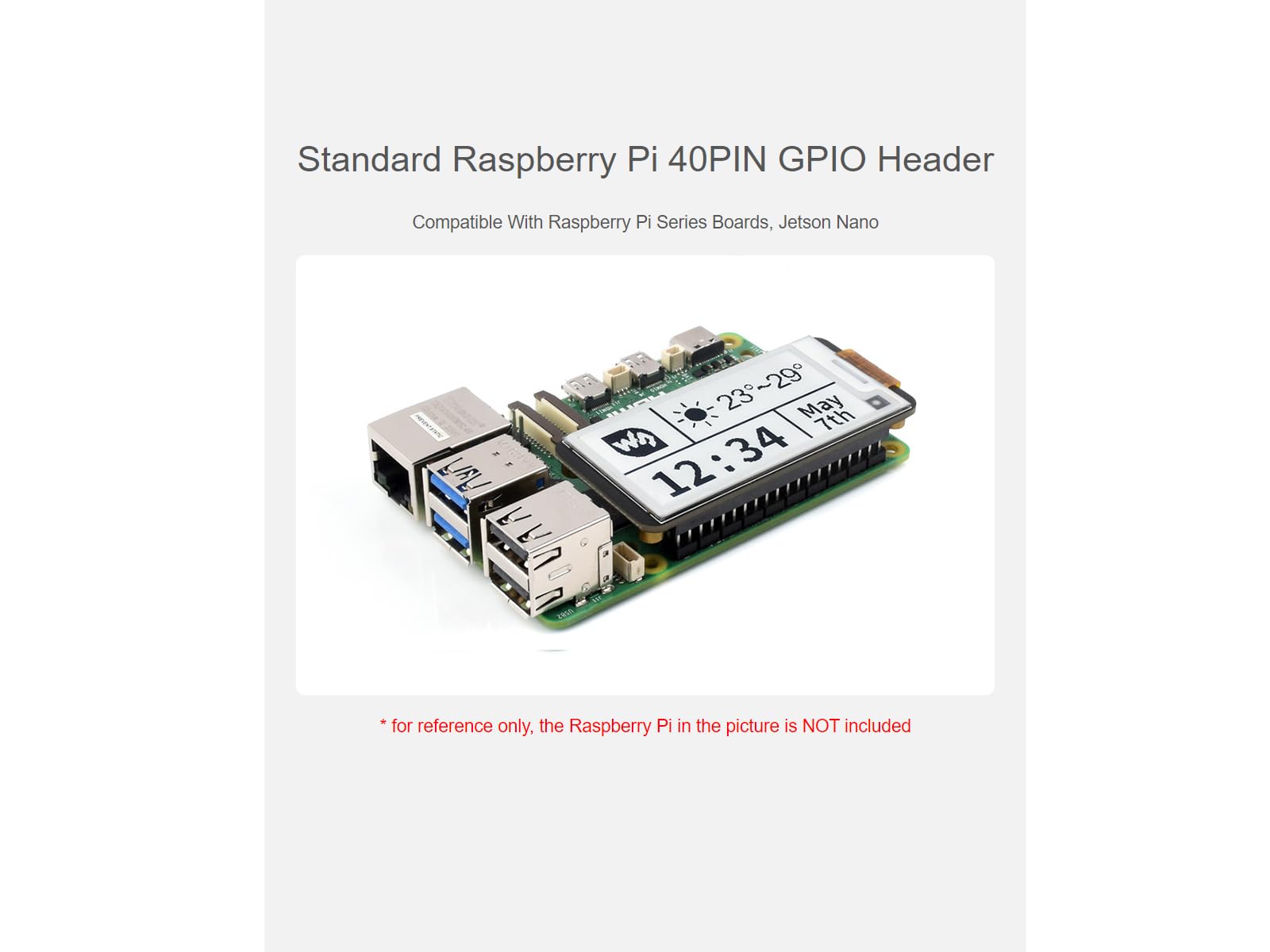 Waveshare 2.13inch E-Paper Hat+ For Raspberry Pi 5/4B/3B/Zero/Zero W/Jetson Nano,250x122 Pixels e-Ink Display Hat V4,Black and White epaper Screen,SPI Interface